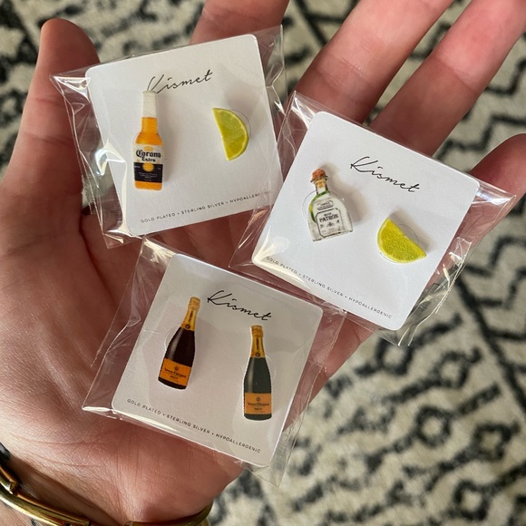 Corona and Lime Bottle Stud Earrings - Picture 2 of 6